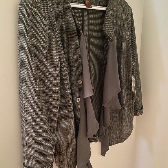 Tweed print 3/4 sleeve open front jacket - Picture 4 of 4